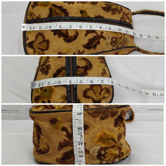 VINTAGE TAPESTRY FLUR PAISLEY BAG FULL-ZIP TOP-HANDLE PURSE - Picture 13 of 15